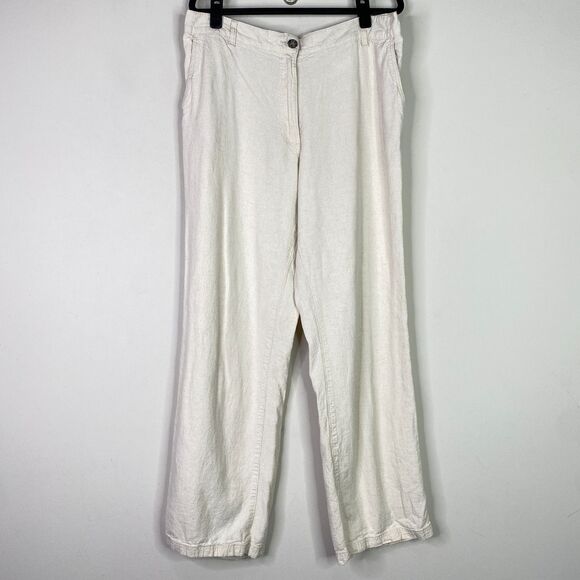 H&M Linen Blend High Waist Pants Women's Size Large - Picture 1 of 8